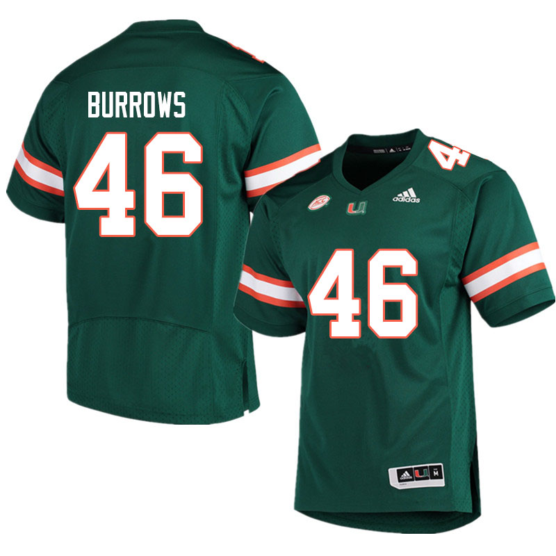 Adidas Miami Hurricanes #46 Suleman Burrows College Football Jerseys Sale-Green